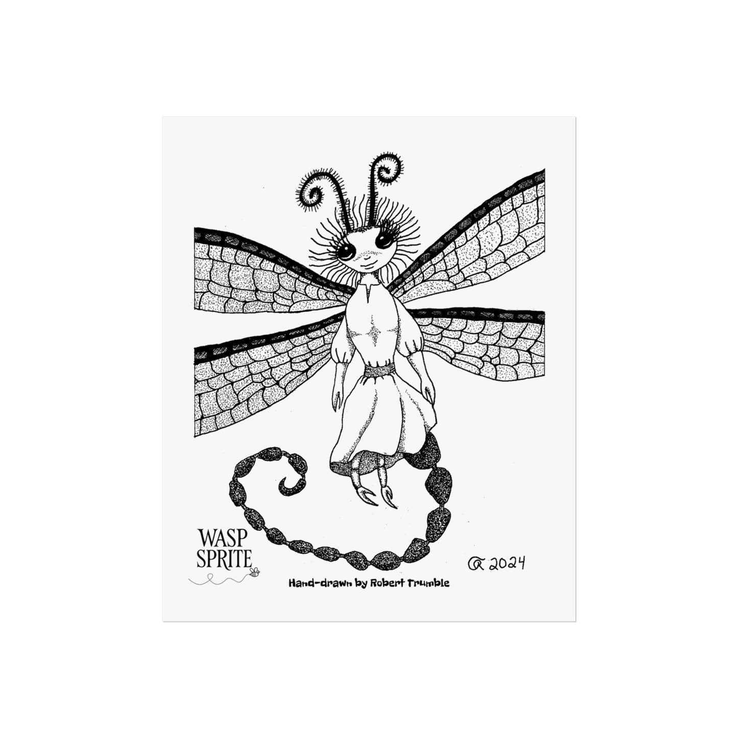 Wasp Sprite β Mystical Insect Folk Wall Art