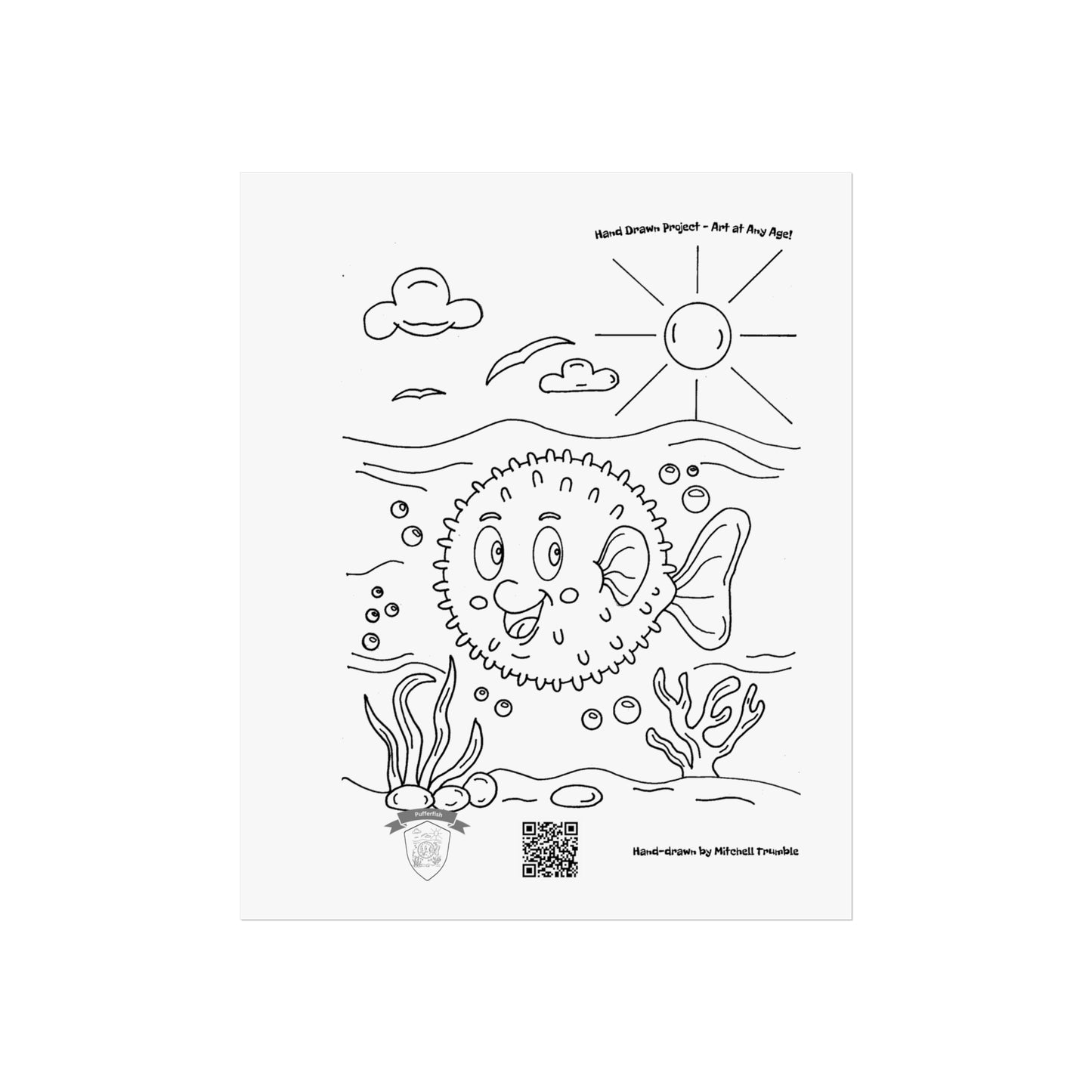 Happy Pufferfish β Ocean Critter Wall Art Poster