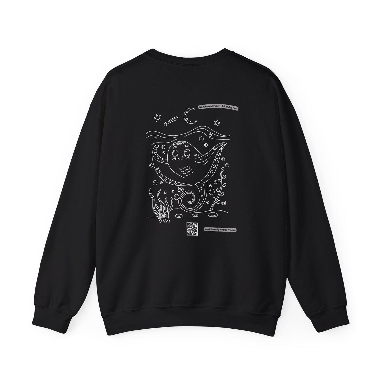 Manta Ray Crewneck Sweatshirt | Hand-Drawn Ocean Vibes