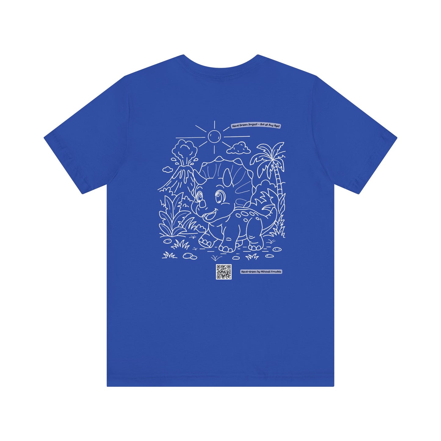 Triceratops Unisex T-Shirt | Bella+Canvas 3001 | Hand-Drawn Dino with QR Code