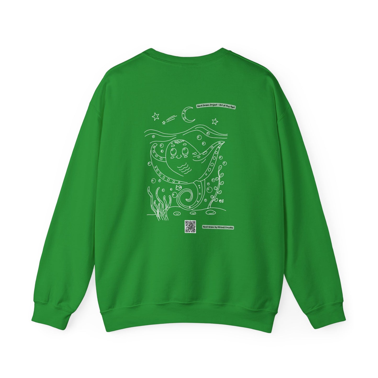 Manta Ray Crewneck Sweatshirt | Hand-Drawn Ocean Vibes