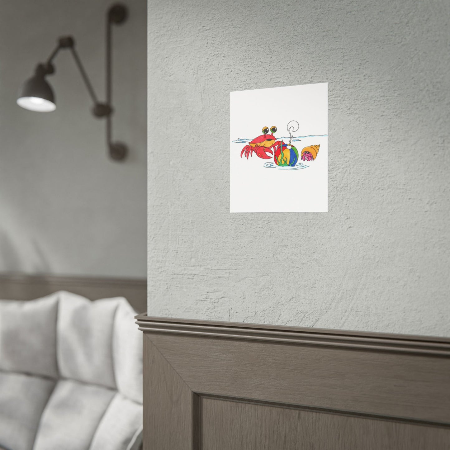 Recovered But at What Cost Print, Hand Drawn Crab Beach Art, Ocean Story Illustration, Coastal Nursery Decor