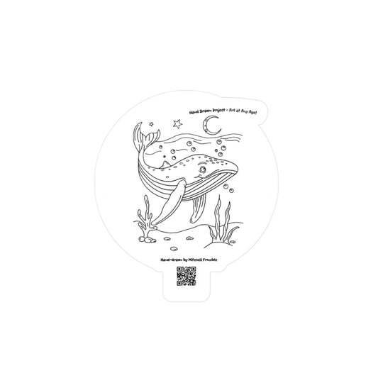 Humpback Horizons Kiss Cut Sticker | Hand-Drawn Ocean Art