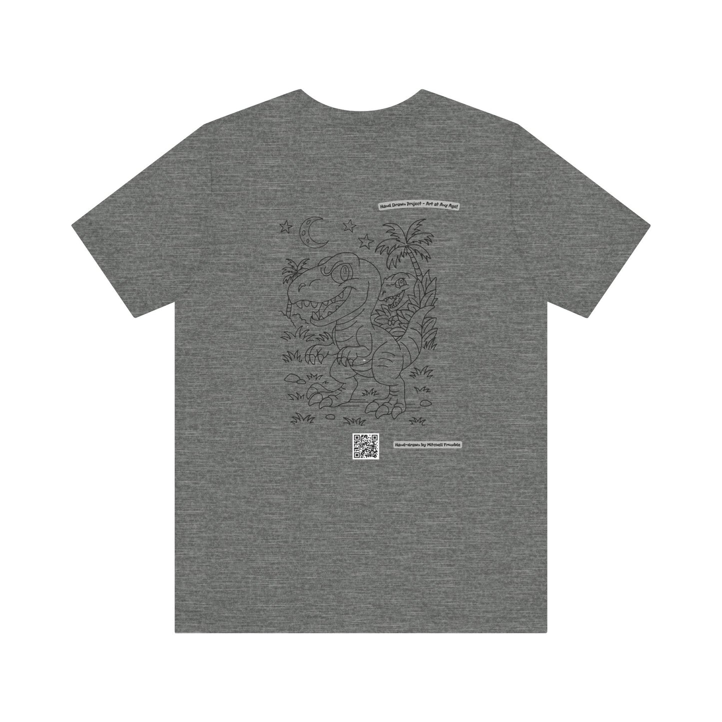 Velociraptor Logo Tee – Hand-Drawn Dino Art | Small Front Crest Design | Unisex Bella+Canvas 3001