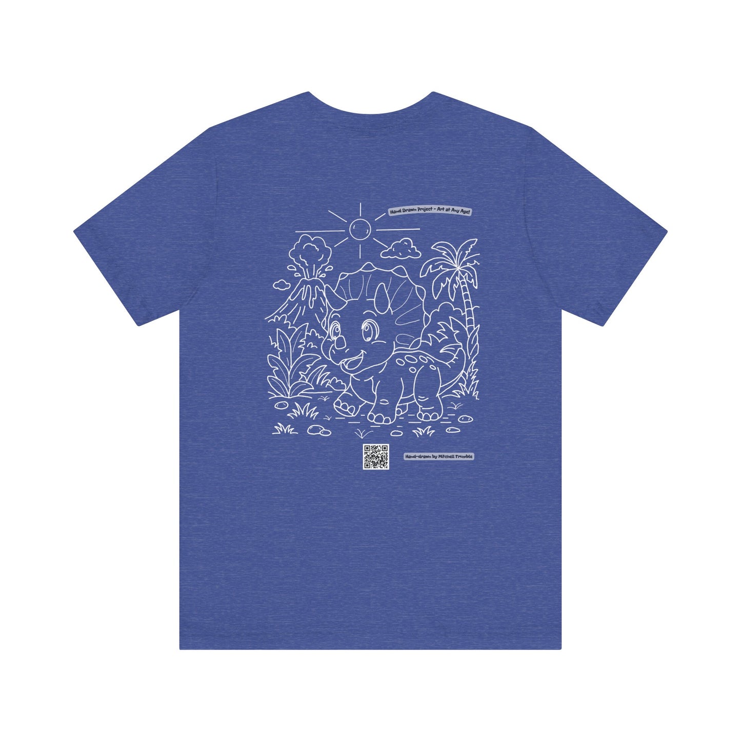 Triceratops Unisex T-Shirt | Bella+Canvas 3001 | Hand-Drawn Dino with QR Code