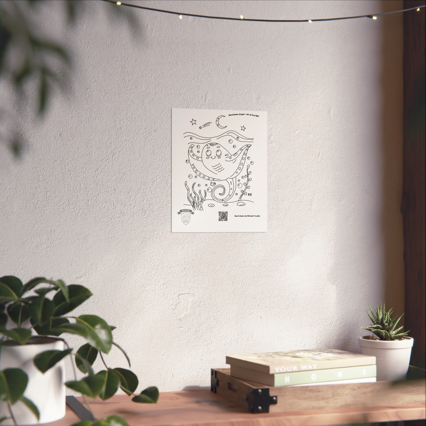 Manta Ray Poster | Hand-Drawn Ocean Art