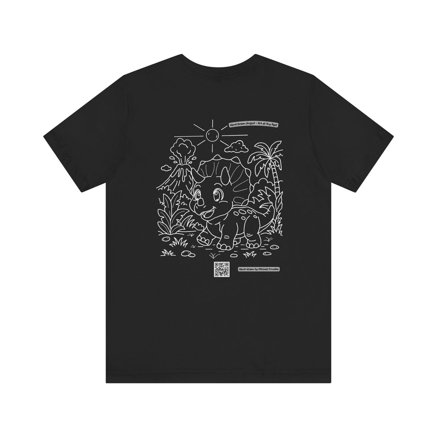 Triceratops Unisex T-Shirt | Bella+Canvas 3001 | Hand-Drawn Dino with QR Code