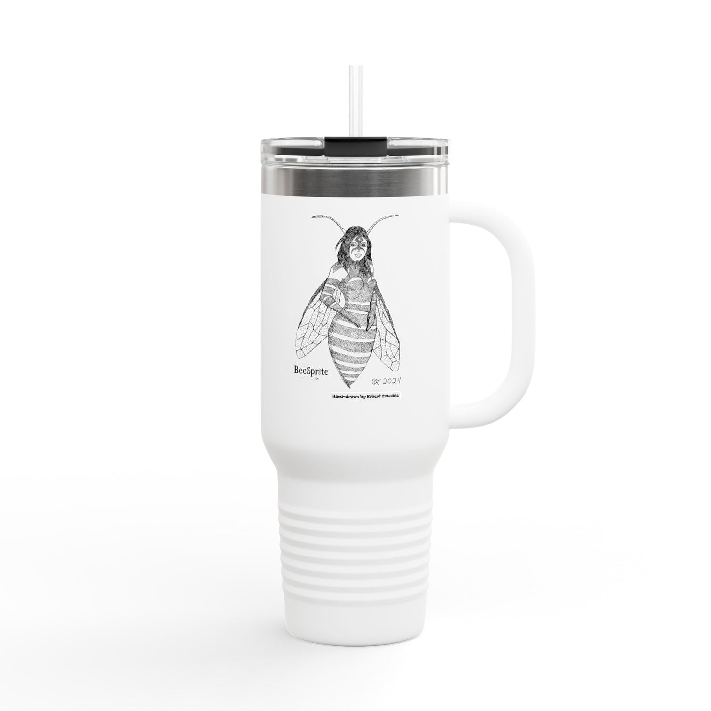Bee Sprite – Travel Mug | Hand-Drawn Fantasy Art by Robert Trumble