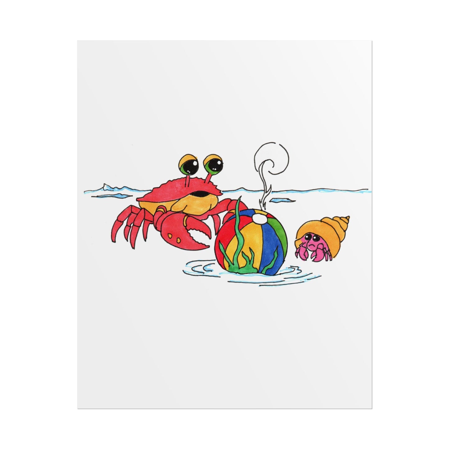 Recovered But at What Cost Print, Hand Drawn Crab Beach Art, Ocean Story Illustration, Coastal Nursery Decor