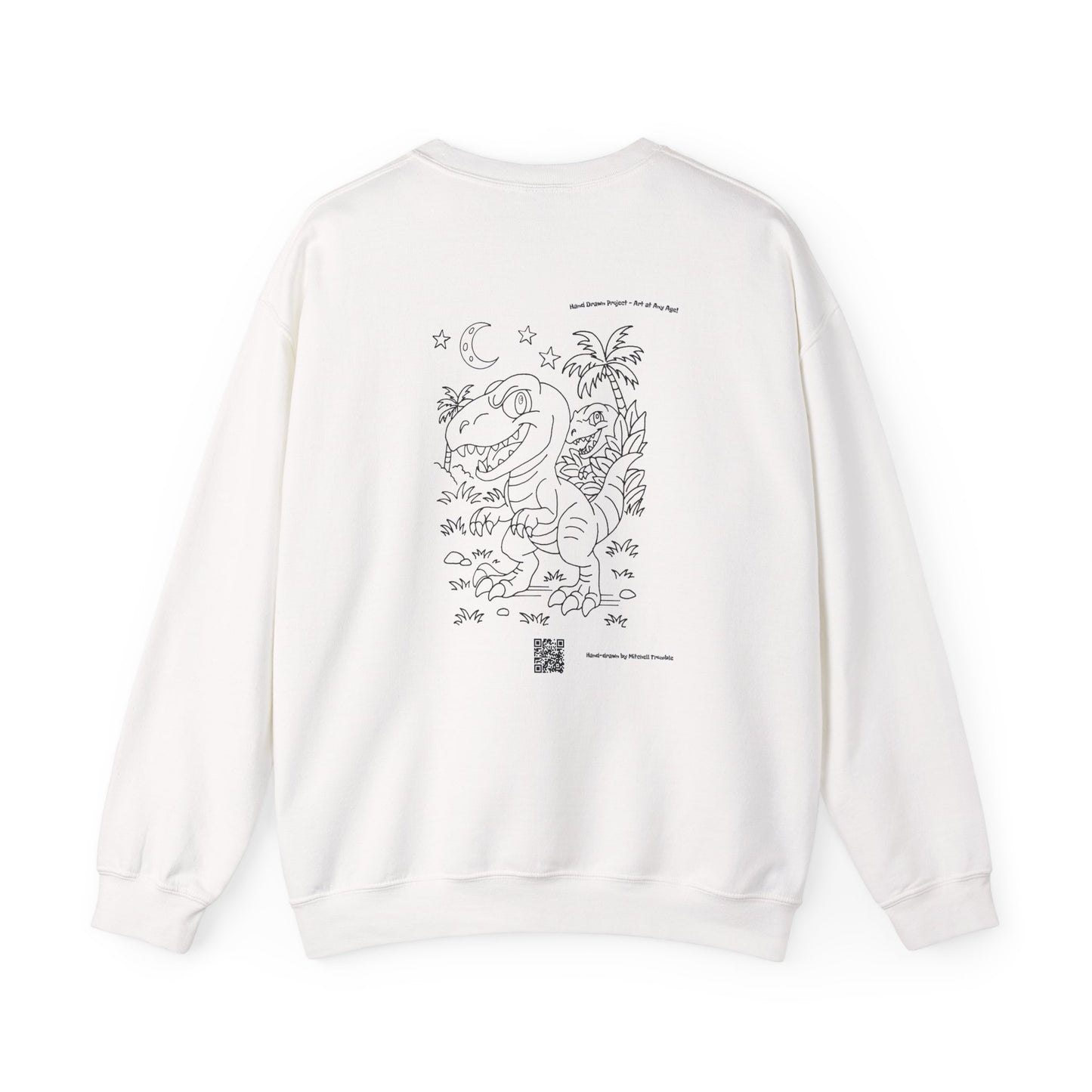 Velociraptor Crewneck Sweatshirt – Unisex | Hand-Drawn Dino Design by Mitchell Trumble | Cozy Gift for Dino Fans & Artists