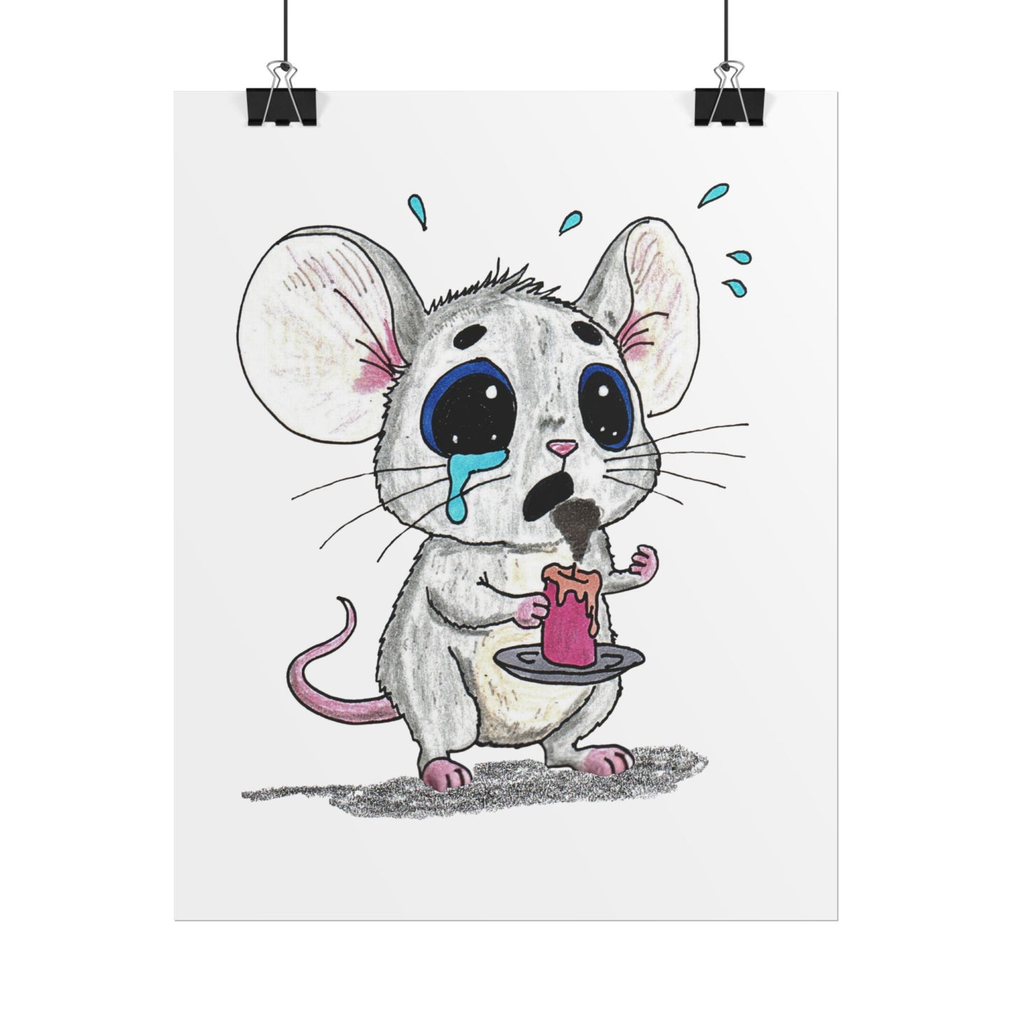 Sad Mouse Lost His Candle Art Print | Lost & Found Critter Wall Decor