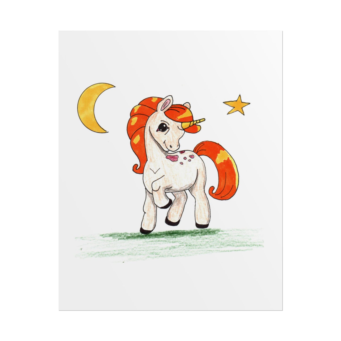 Unicorn Prancing Poster, Nursery Wall Art, Cute Animal Illustration Print