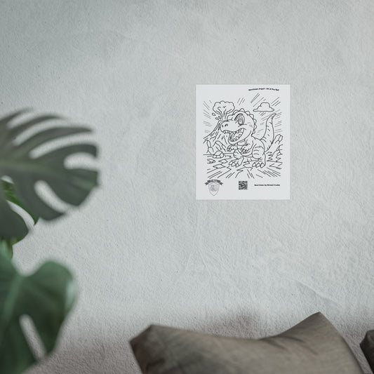 T-Rex Poster | Hand-Drawn Dinosaur Art with Scannable QR Code | Fun for All Ages