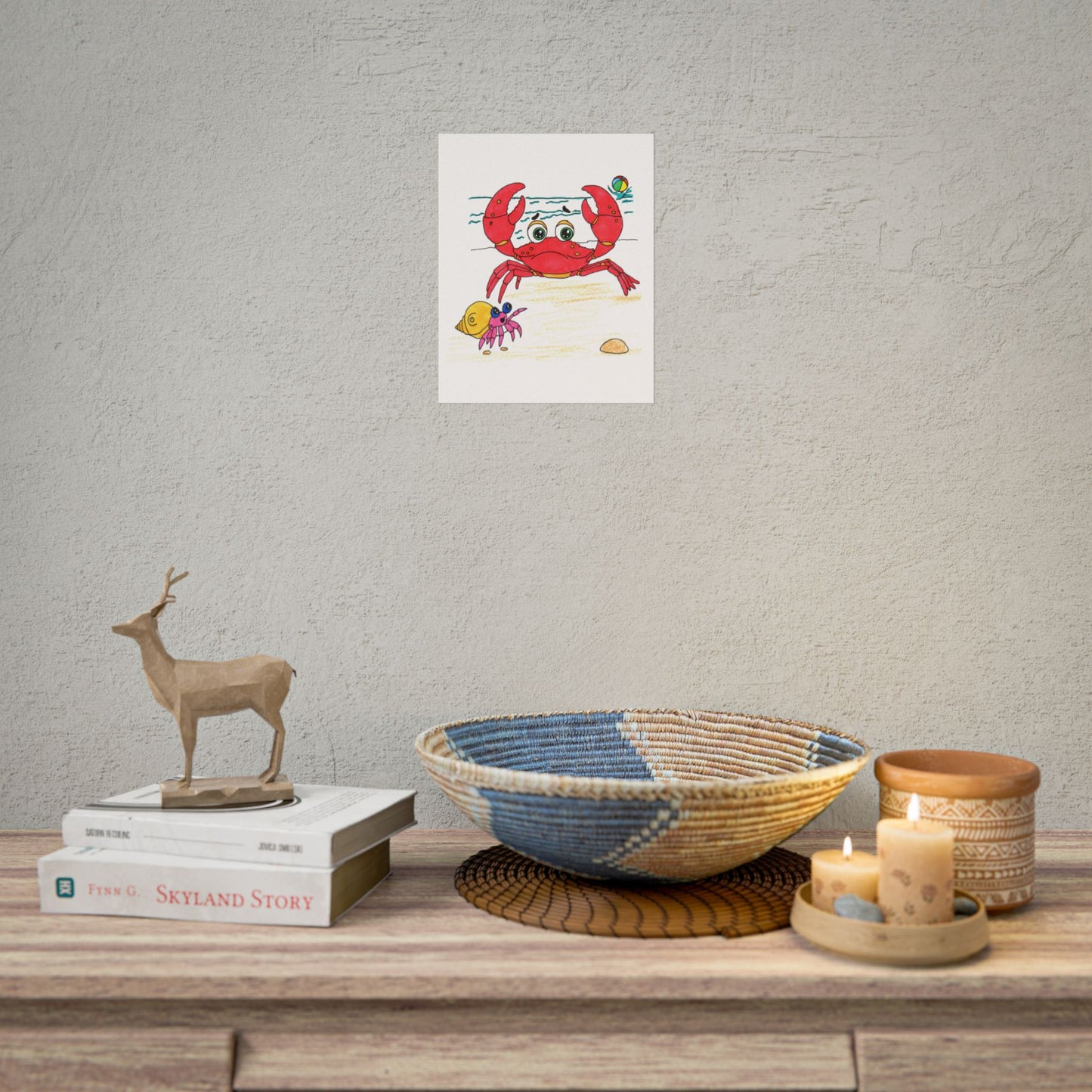 They Started Searching Together Print, Hand Drawn Crab Wall Art, Ocean Friendship Decor, Beach Animal Illustration