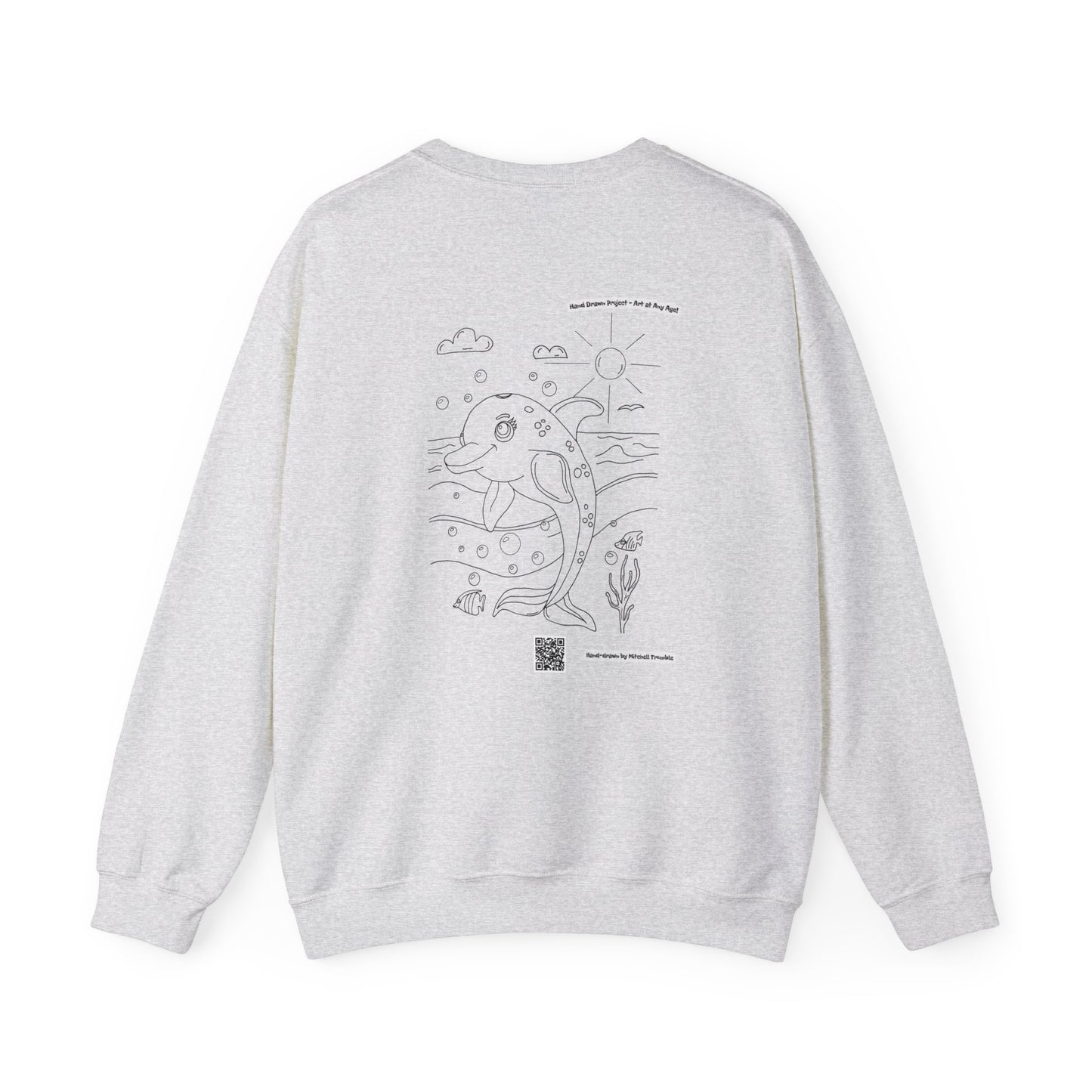 Dolphin Splash Squad Crew Sweatshirt – Hand Drawn Ocean Critter by Mitchell Trumble