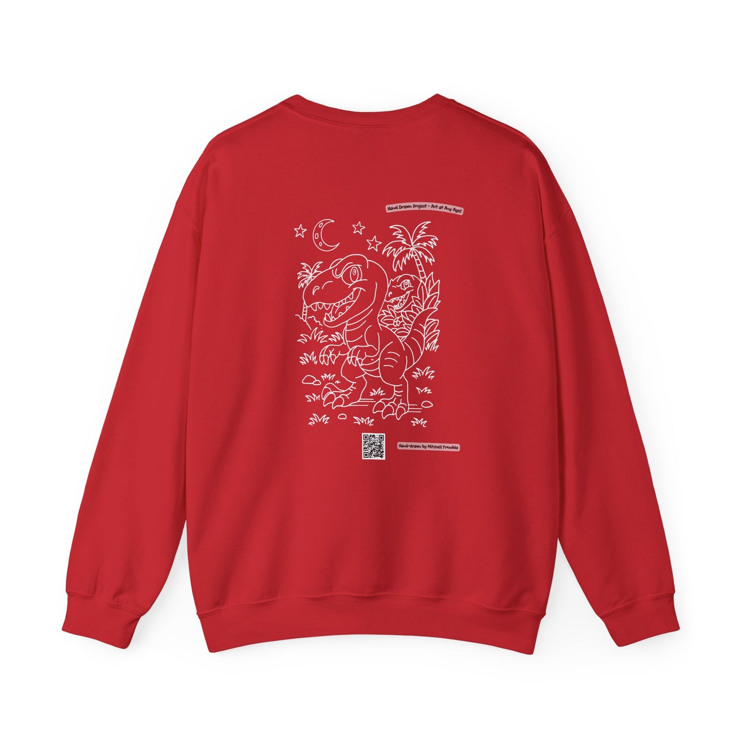 Velociraptor Crewneck Sweatshirt – Unisex | Hand-Drawn Dino Design by Mitchell Trumble | Cozy Gift for Dino Fans & Artists