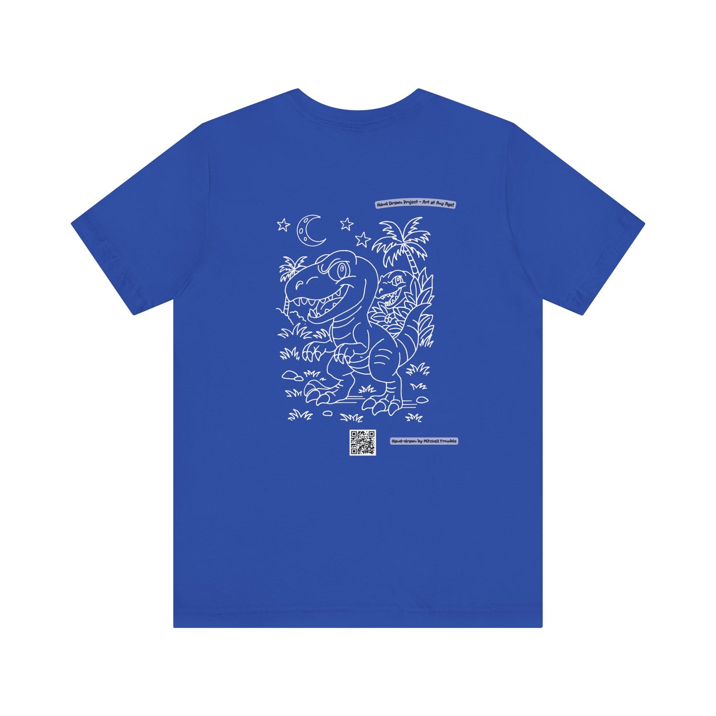 Velociraptor Logo Tee – Hand-Drawn Dino Art | Small Front Crest Design | Unisex Bella+Canvas 3001