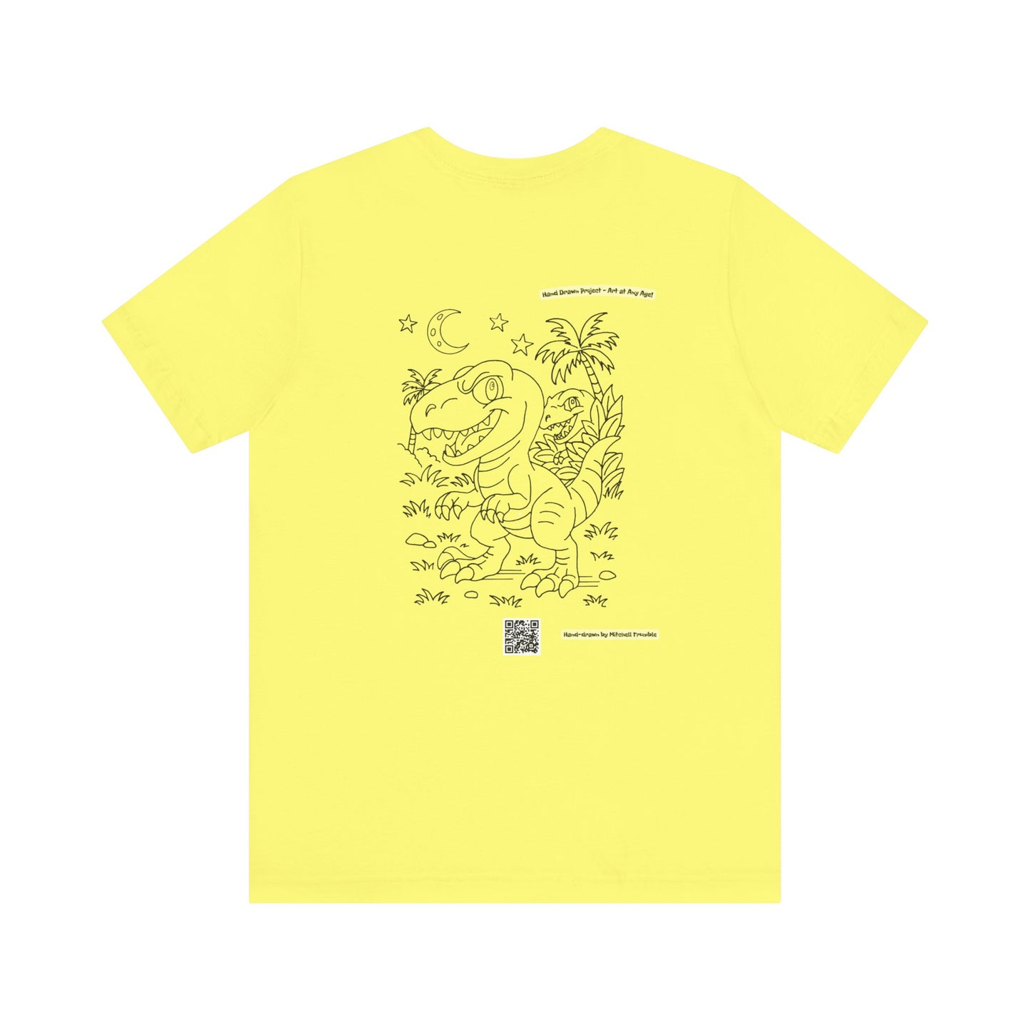 Velociraptor Logo Tee – Hand-Drawn Dino Art | Small Front Crest Design | Unisex Bella+Canvas 3001