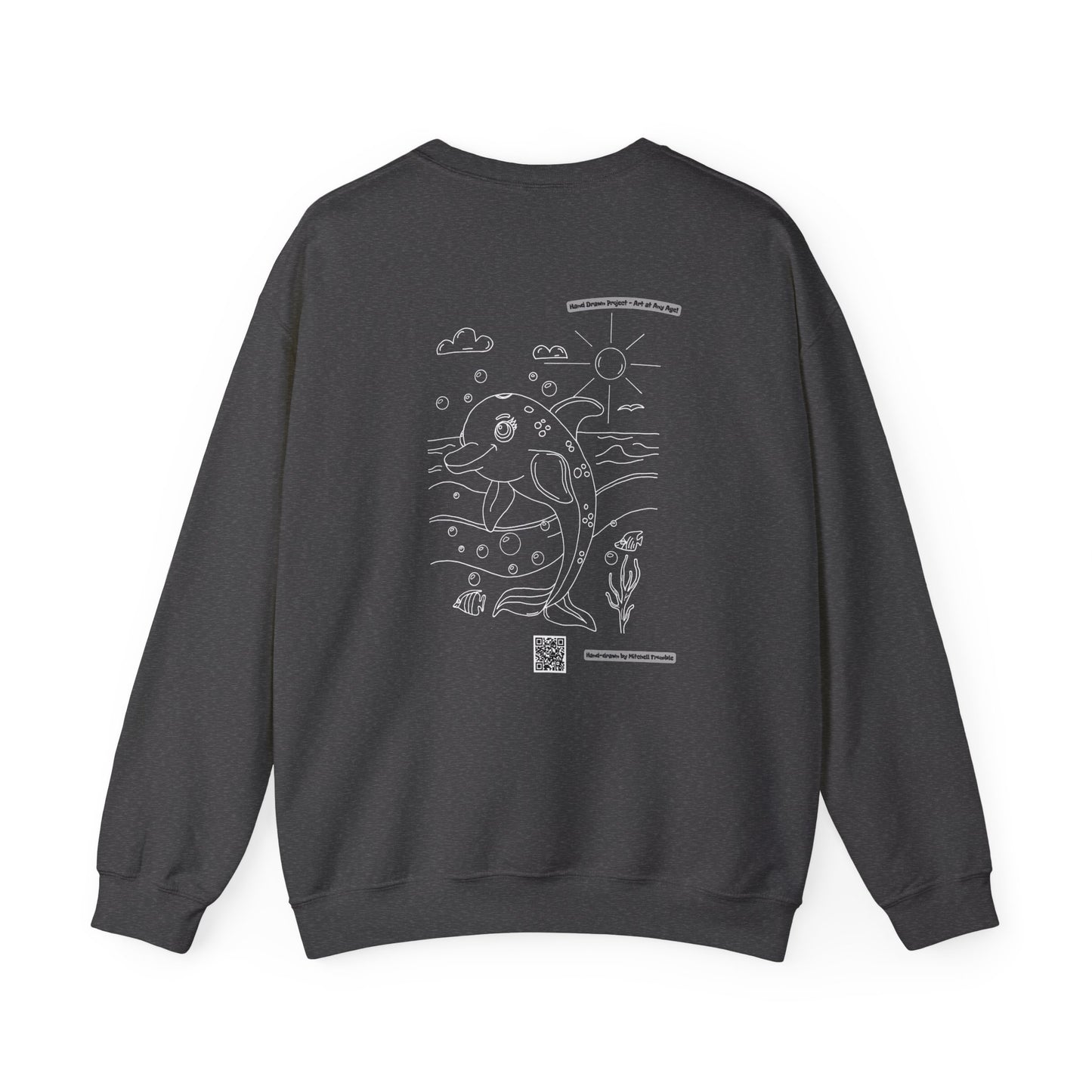Dolphin Splash Squad Crew Sweatshirt – Hand Drawn Ocean Critter by Mitchell Trumble