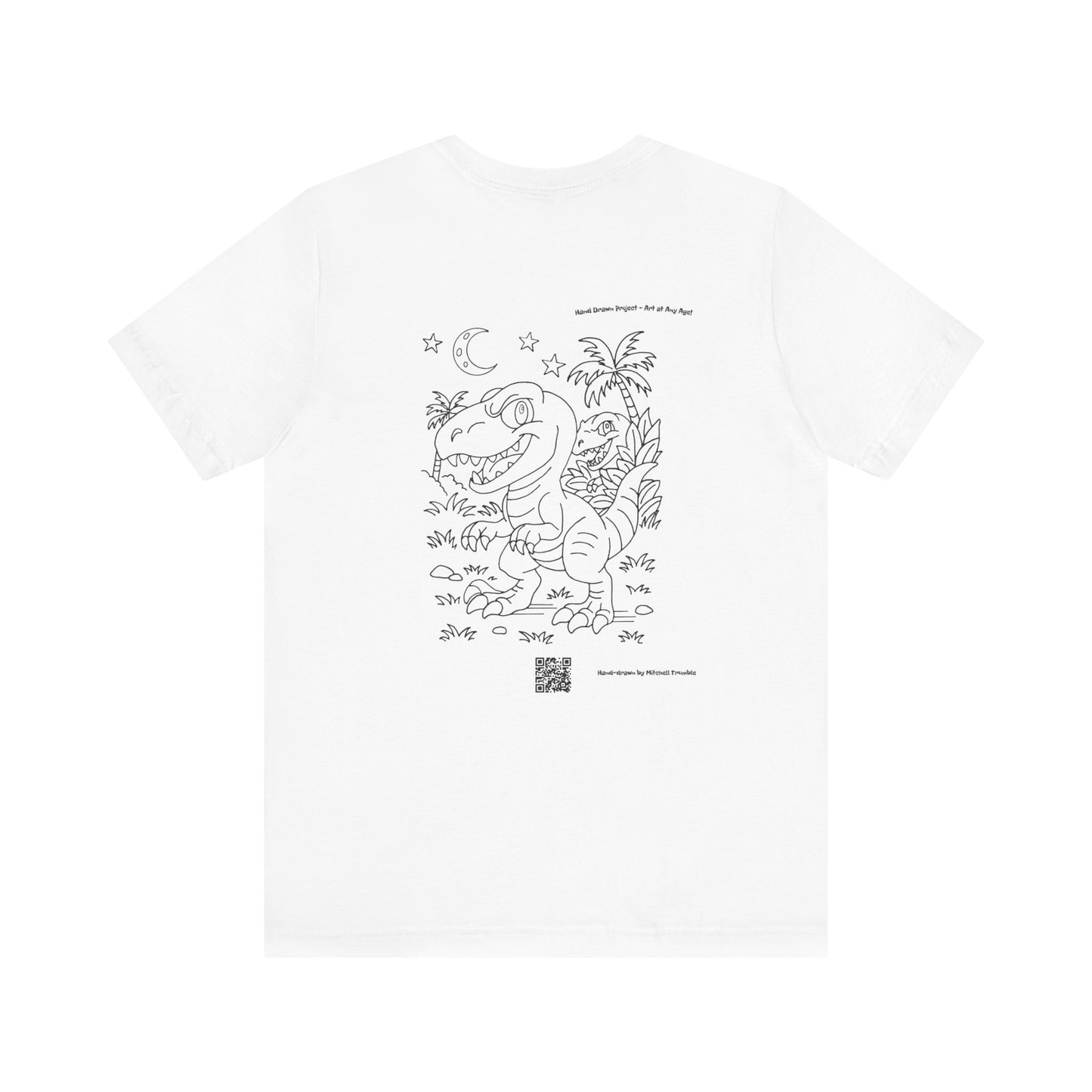 Velociraptor Logo Tee – Hand-Drawn Dino Art | Small Front Crest Design | Unisex Bella+Canvas 3001
