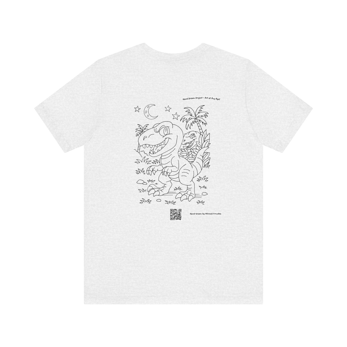 Velociraptor Logo Tee – Hand-Drawn Dino Art | Small Front Crest Design | Unisex Bella+Canvas 3001
