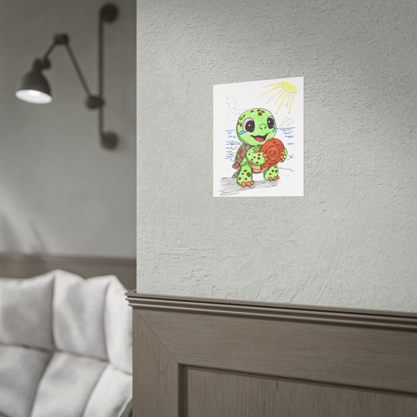 Sea Turtle Found Her Shell Print, Ocean Nursery Story Wall Decor