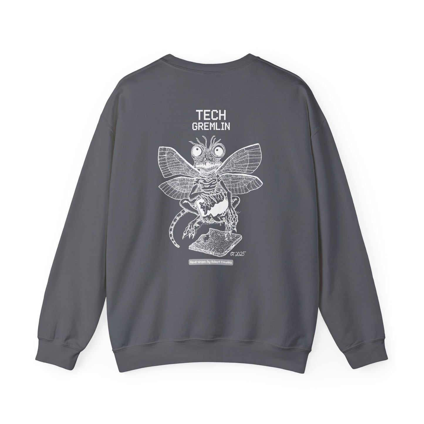 Tech Gremlin Crewneck Sweatshirt – Digital Chaos by Robert Trumble
