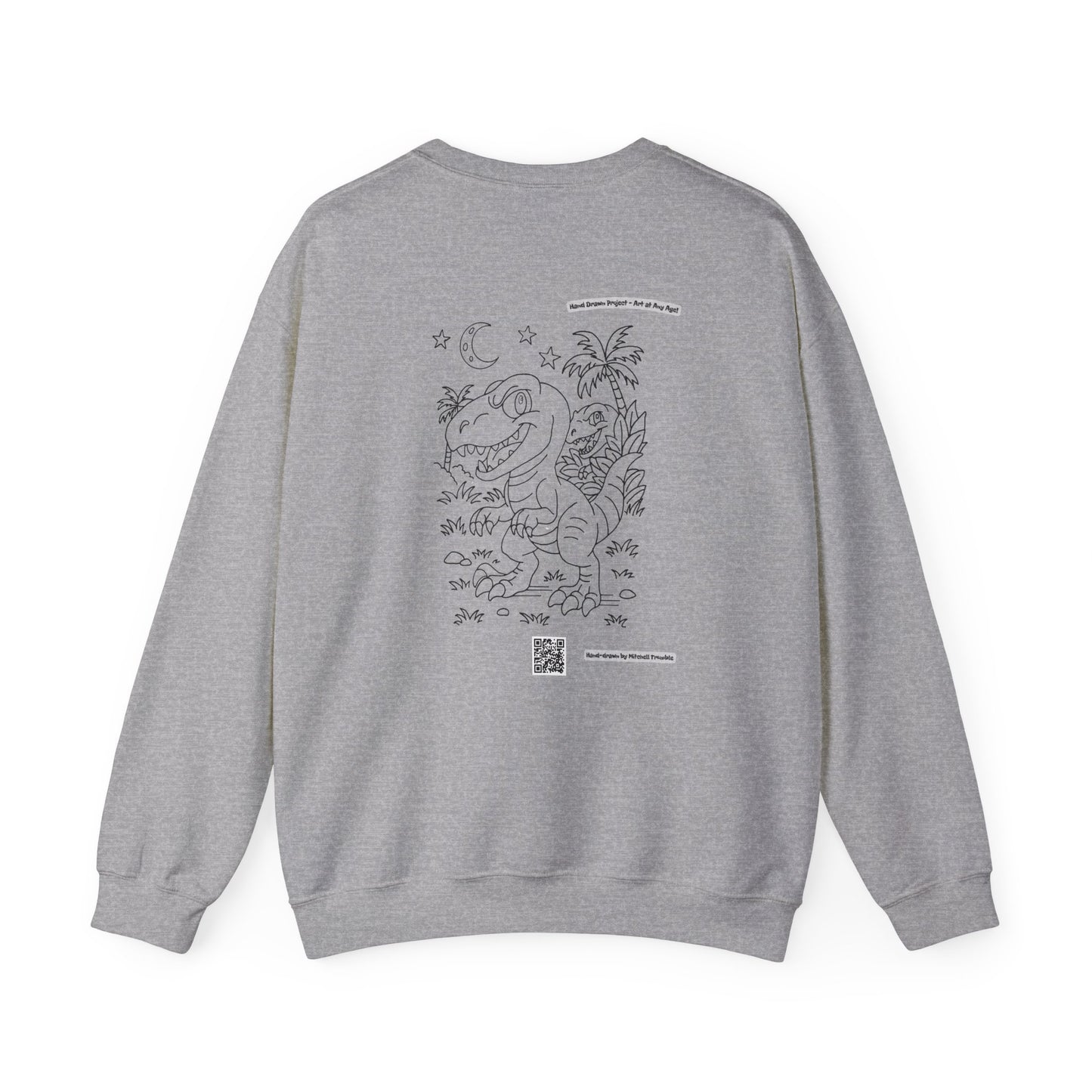 Velociraptor Crewneck Sweatshirt – Unisex | Hand-Drawn Dino Design by Mitchell Trumble | Cozy Gift for Dino Fans & Artists