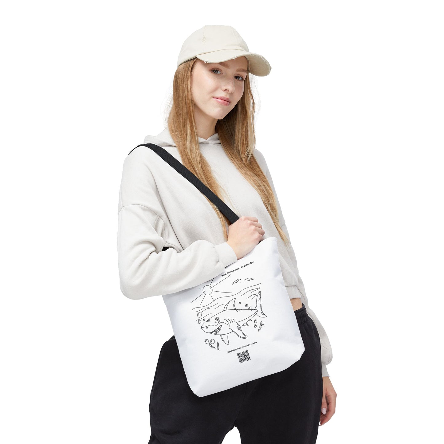 Great White Shark – Hand-Drawn Ocean Critter Tote Bag