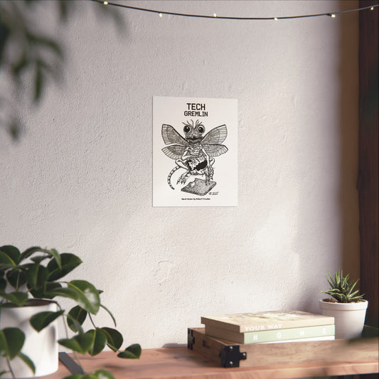 Tech Gremlin Poster – Mischievous Machine Eating Critter by Robert Trumble
