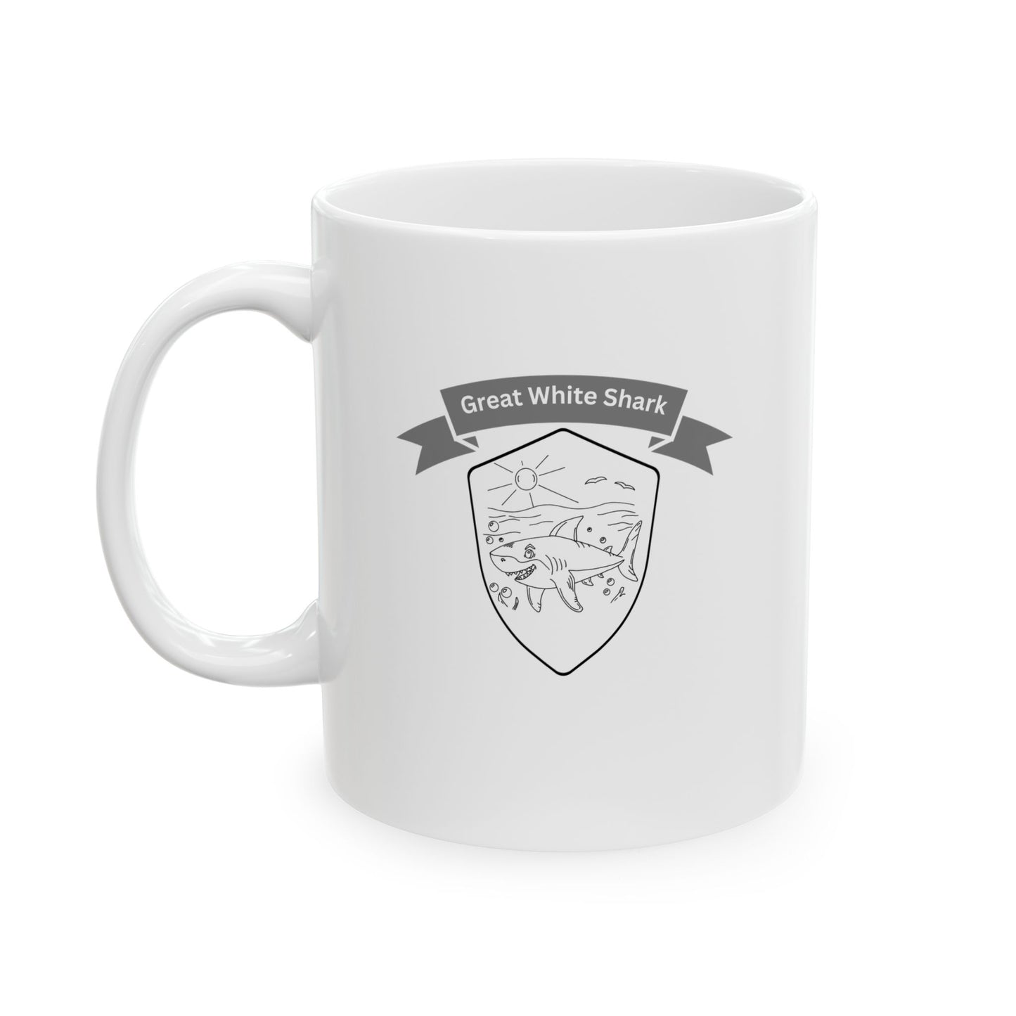Great White Shark – Hand-Drawn Ocean Coffee Cup