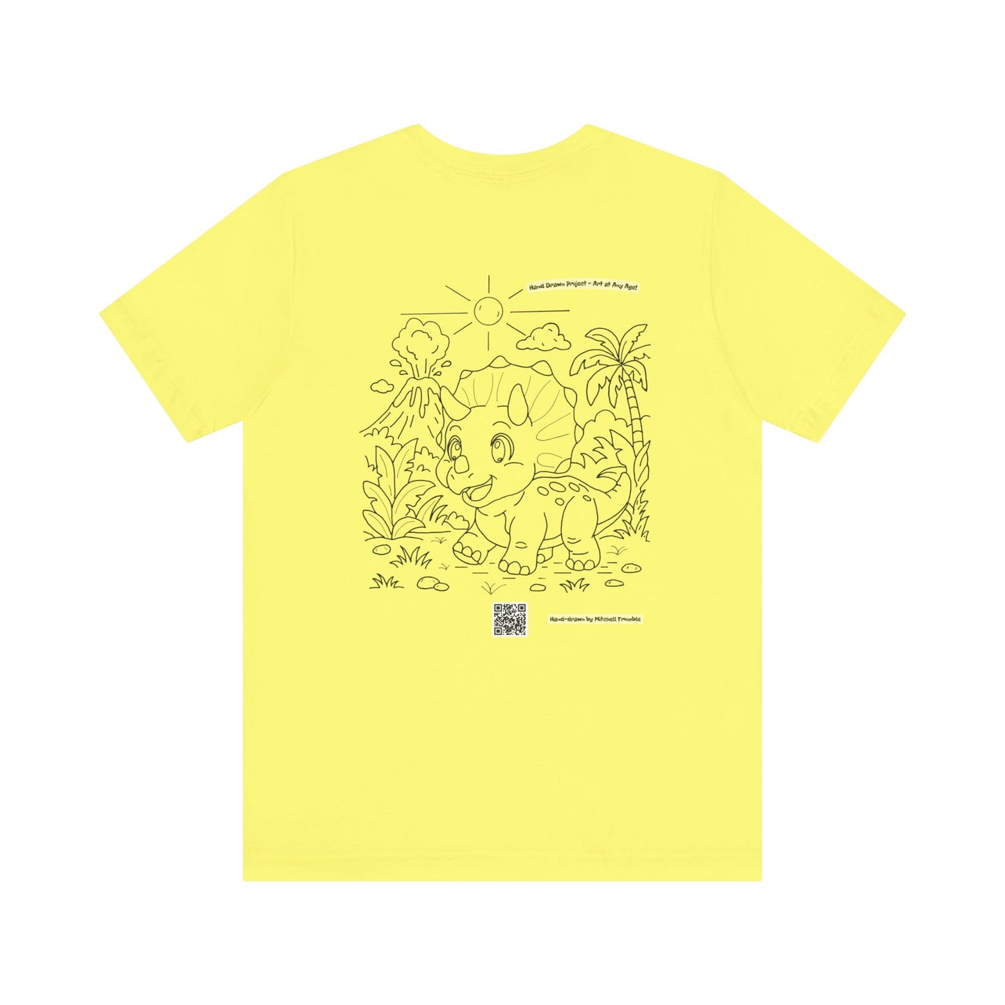 Triceratops Unisex T-Shirt | Bella+Canvas 3001 | Hand-Drawn Dino with QR Code