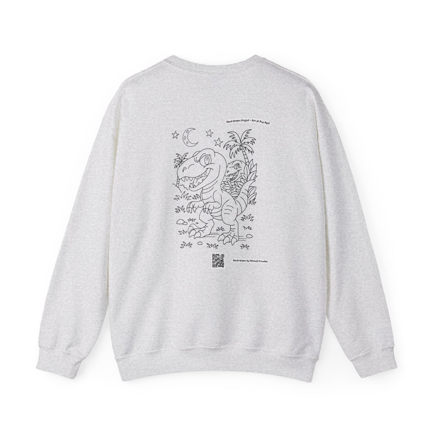 Velociraptor Crewneck Sweatshirt – Unisex | Hand-Drawn Dino Design by Mitchell Trumble | Cozy Gift for Dino Fans & Artists