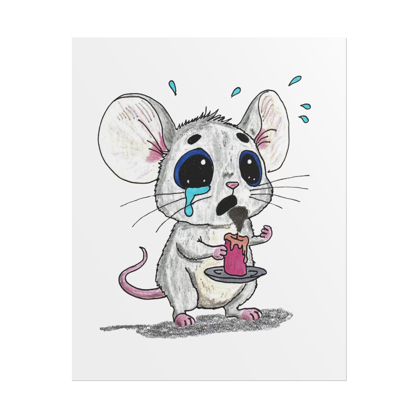 Sad Mouse Lost His Candle Art Print | Lost & Found Critter Wall Decor