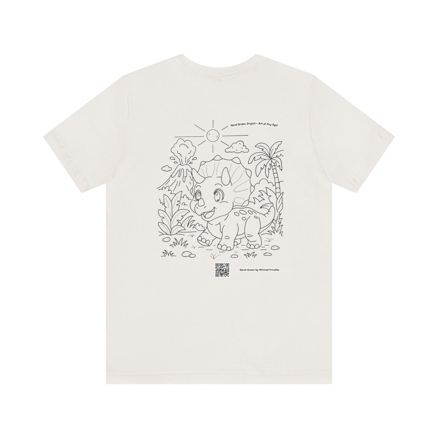 Triceratops Unisex T-Shirt | Bella+Canvas 3001 | Hand-Drawn Dino with QR Code