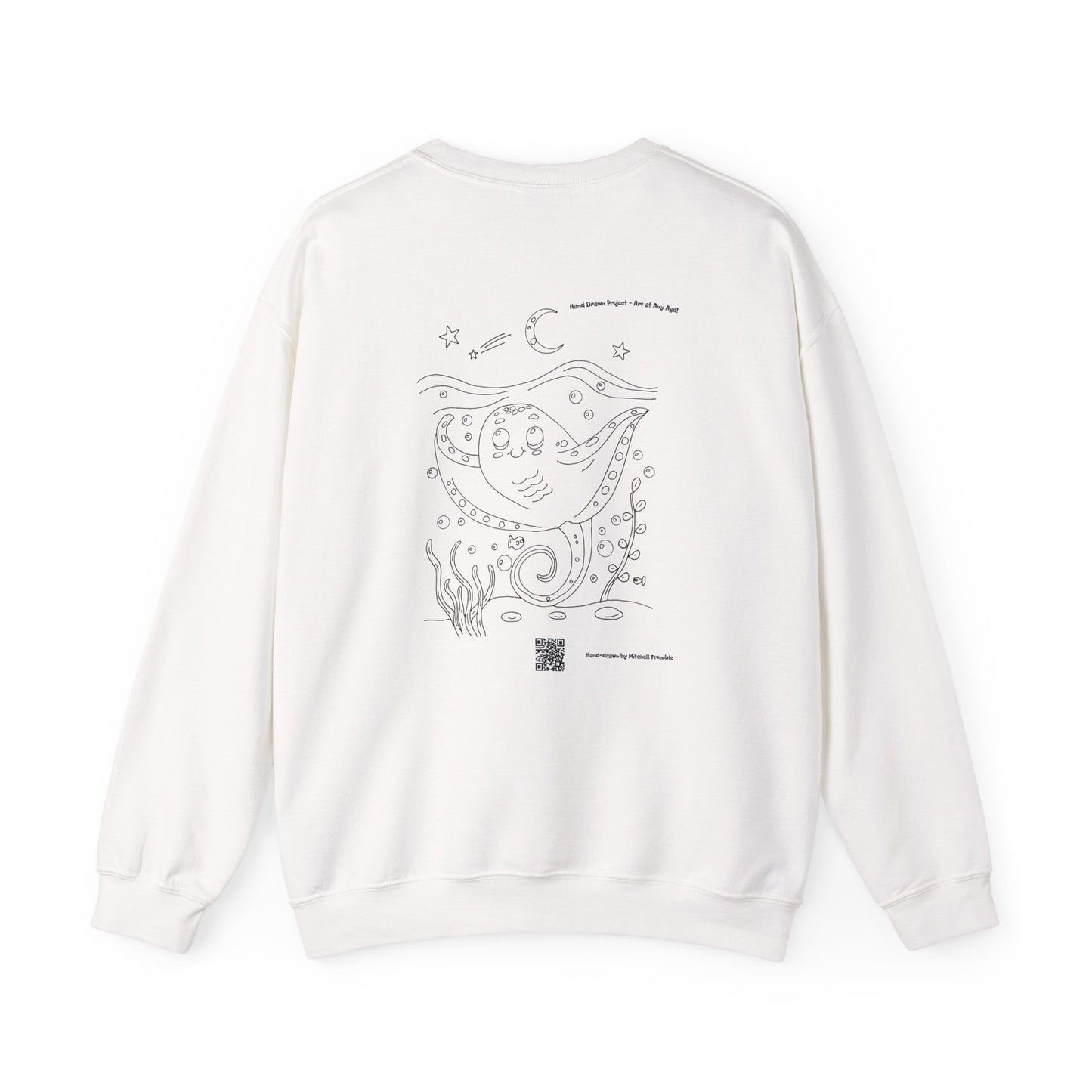 Manta Ray Crewneck Sweatshirt | Hand-Drawn Ocean Vibes