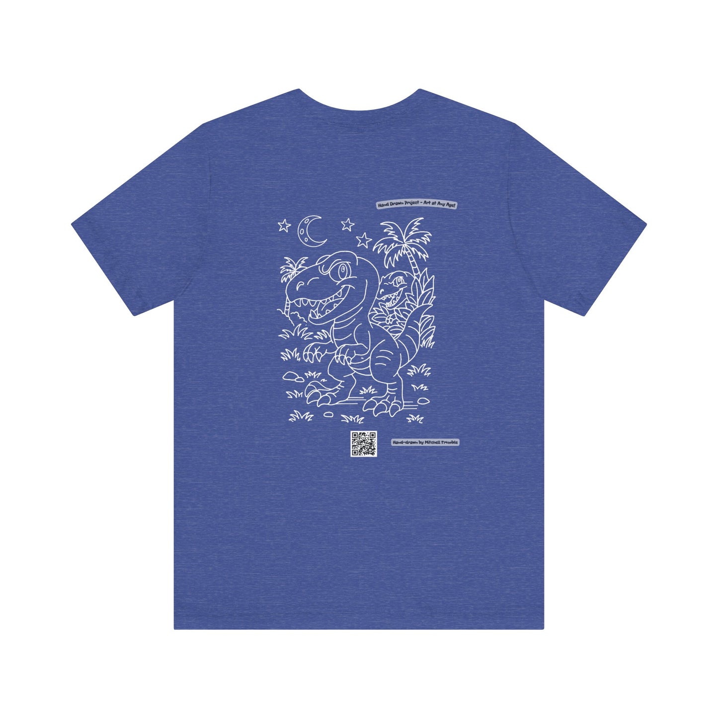 Velociraptor Logo Tee – Hand-Drawn Dino Art | Small Front Crest Design | Unisex Bella+Canvas 3001