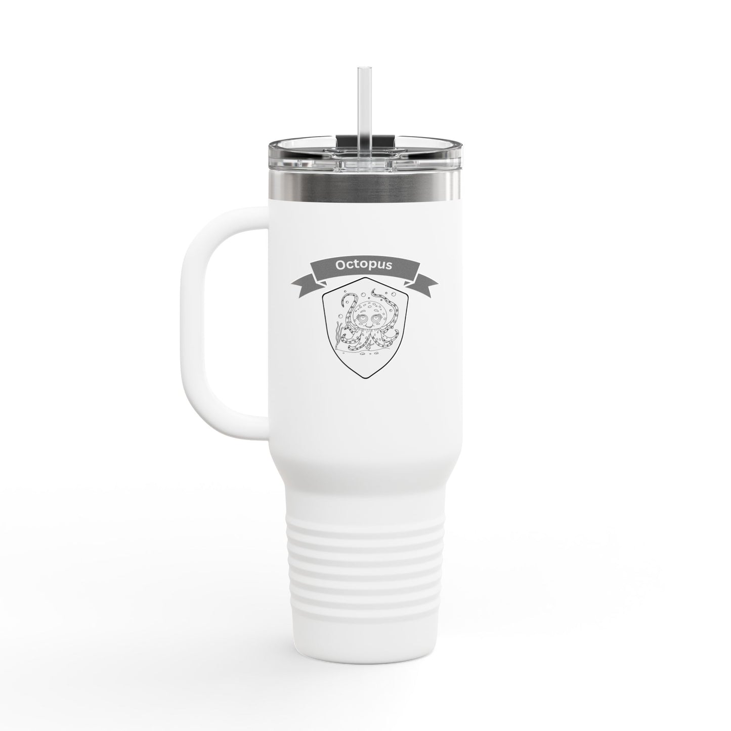 Octopus Travel Mug – Hand-Drawn Logo + Coloring Art QR