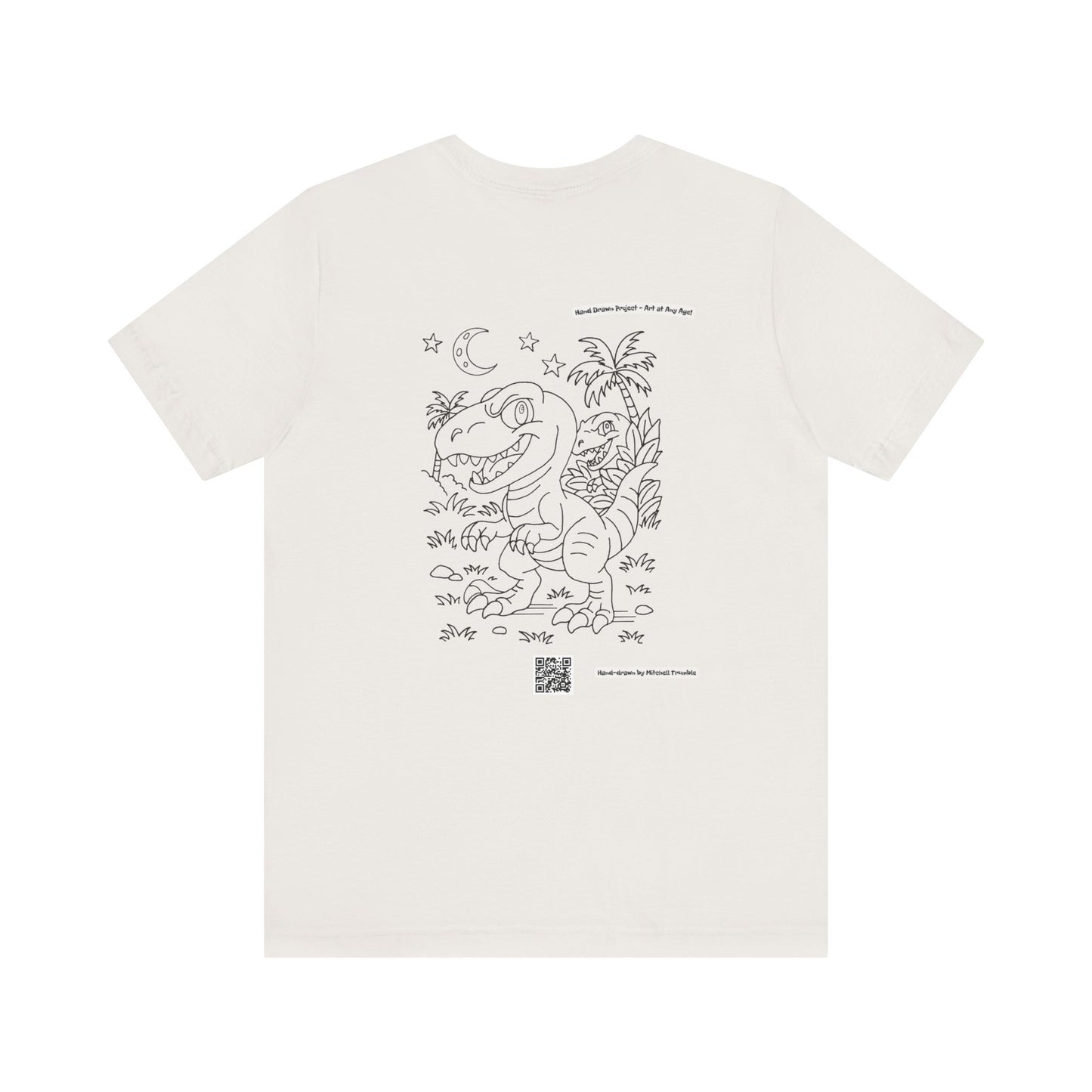 Velociraptor Logo Tee – Hand-Drawn Dino Art | Small Front Crest Design | Unisex Bella+Canvas 3001