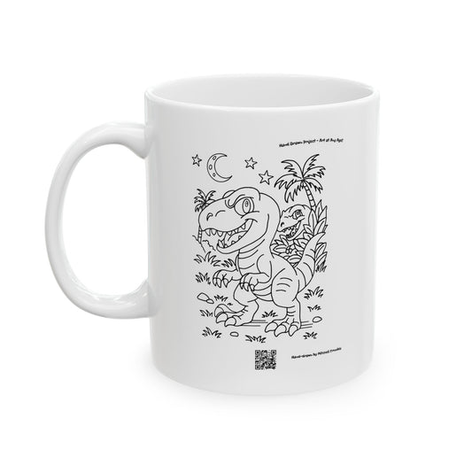 Velociraptor Mug – Hand-Drawn Dinosaur Art by Mitchell Trumble | Fun Gift for Dino Fans, Kids & Coffee Lovers