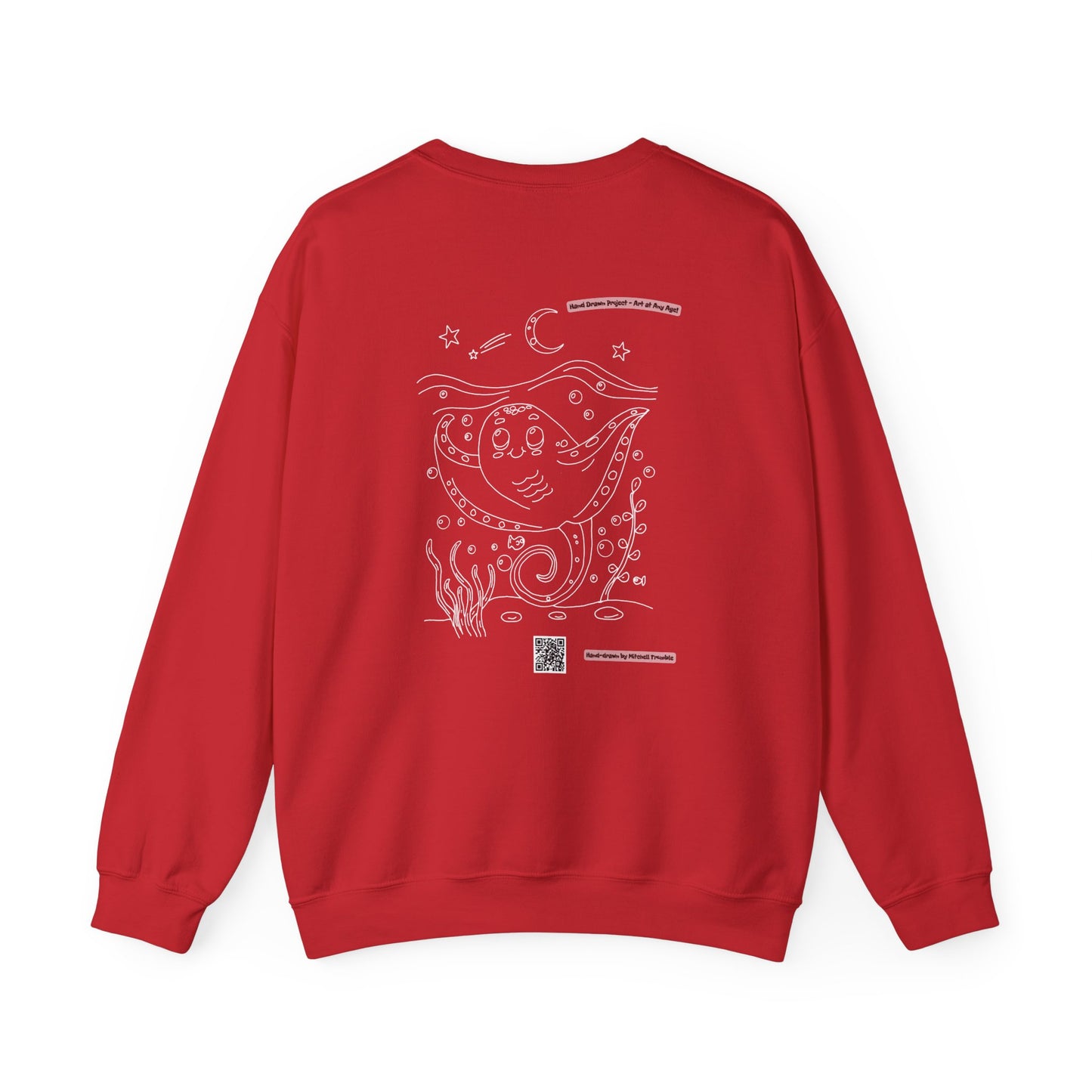 Manta Ray Crewneck Sweatshirt | Hand-Drawn Ocean Vibes