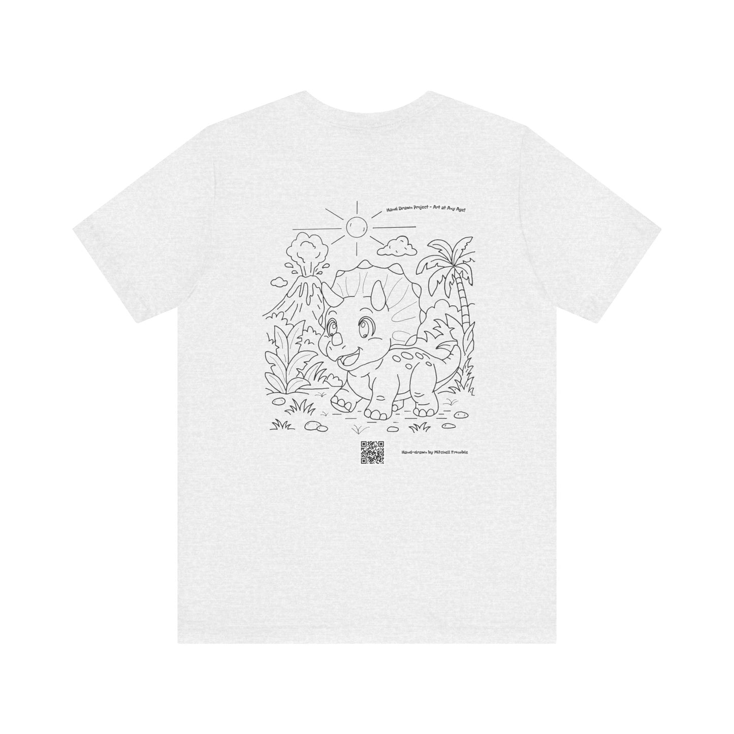 Triceratops Unisex T-Shirt | Bella+Canvas 3001 | Hand-Drawn Dino with QR Code