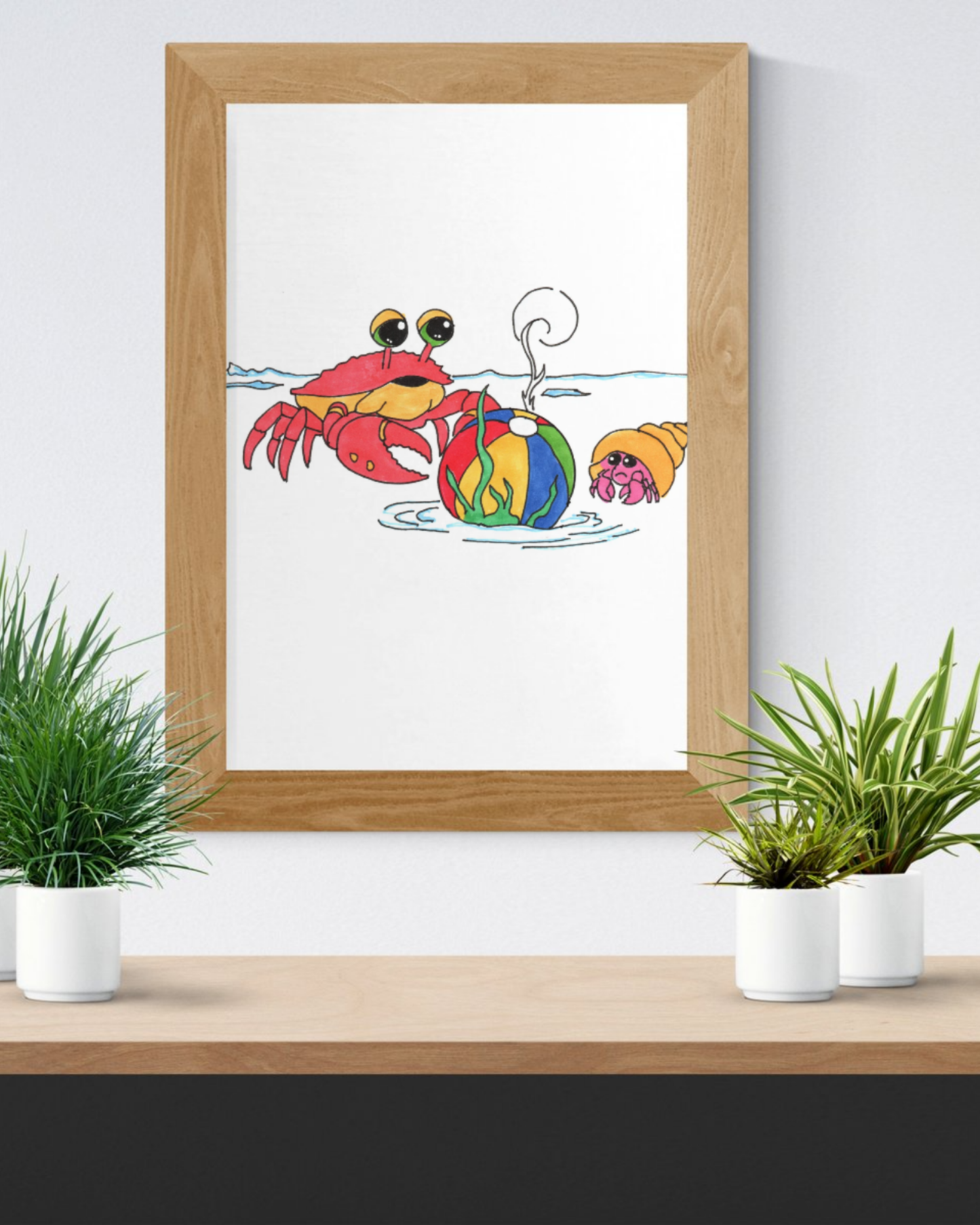 Recovered But at What Cost Print, Hand Drawn Crab Beach Art, Ocean Story Illustration, Coastal Nursery Decor
