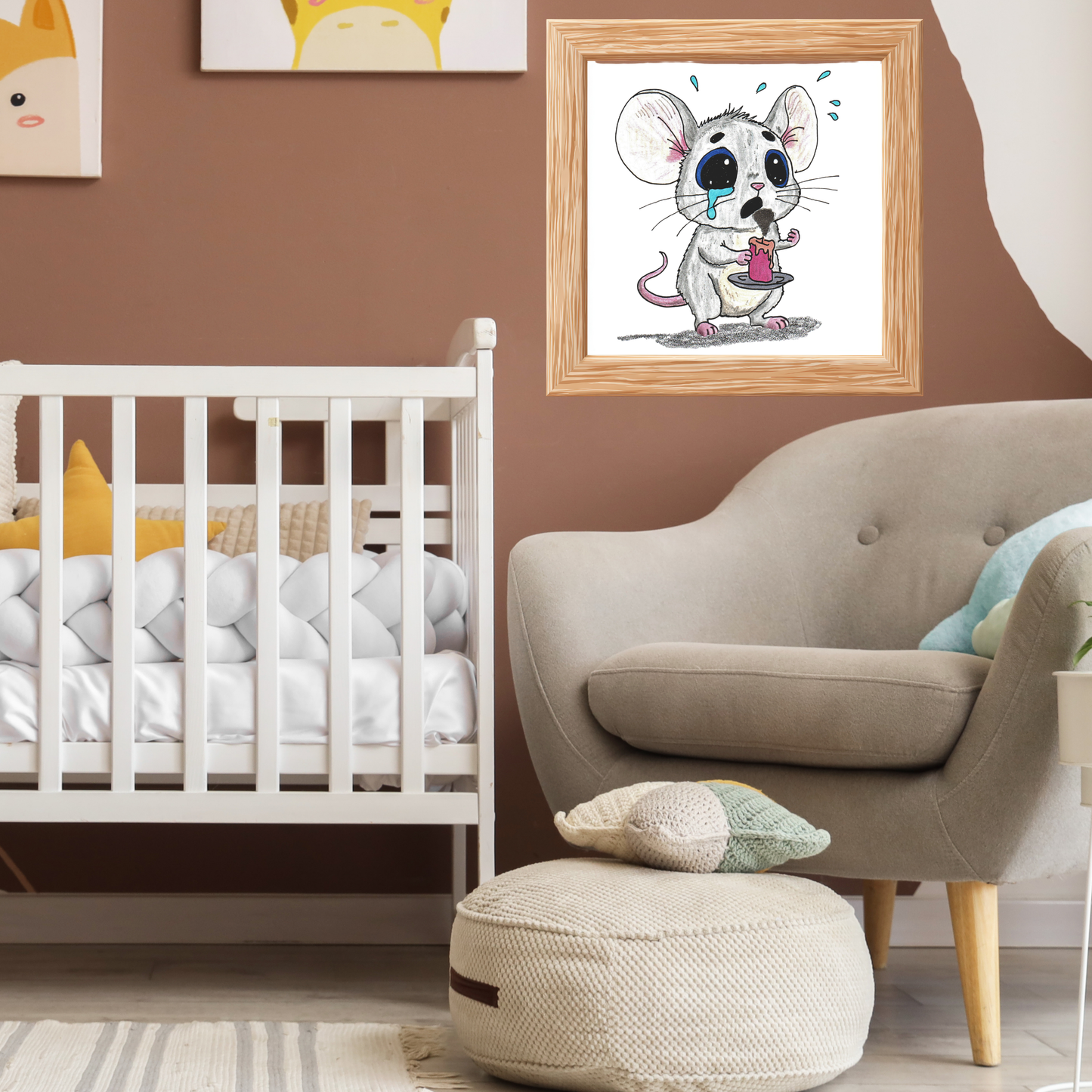 Sad Mouse Lost His Candle Art Print | Lost & Found Critter Wall Decor