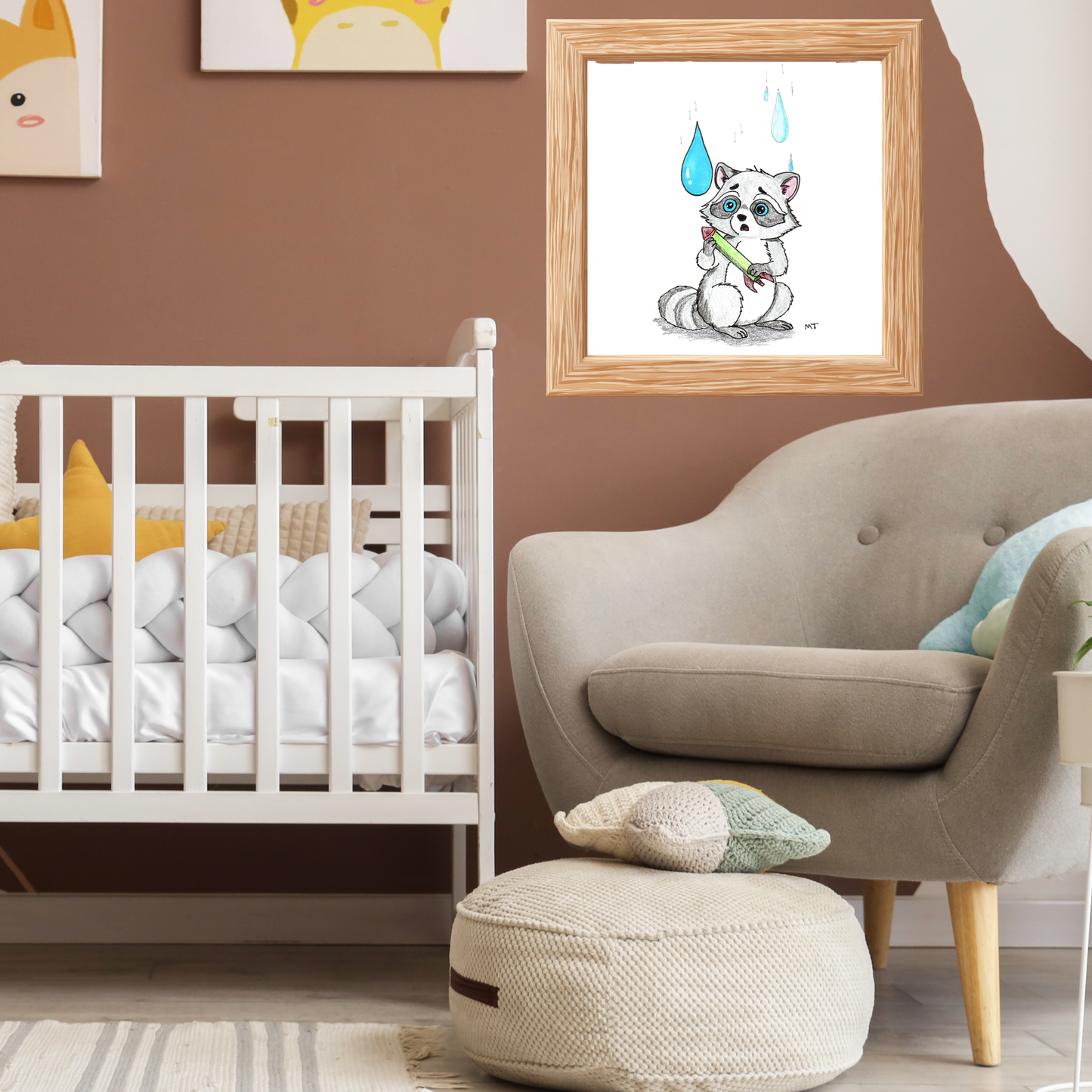 Lost Her Rocket Flame | Sad Raccoon Art Print | Hand Drawn Woodland Wall Decor