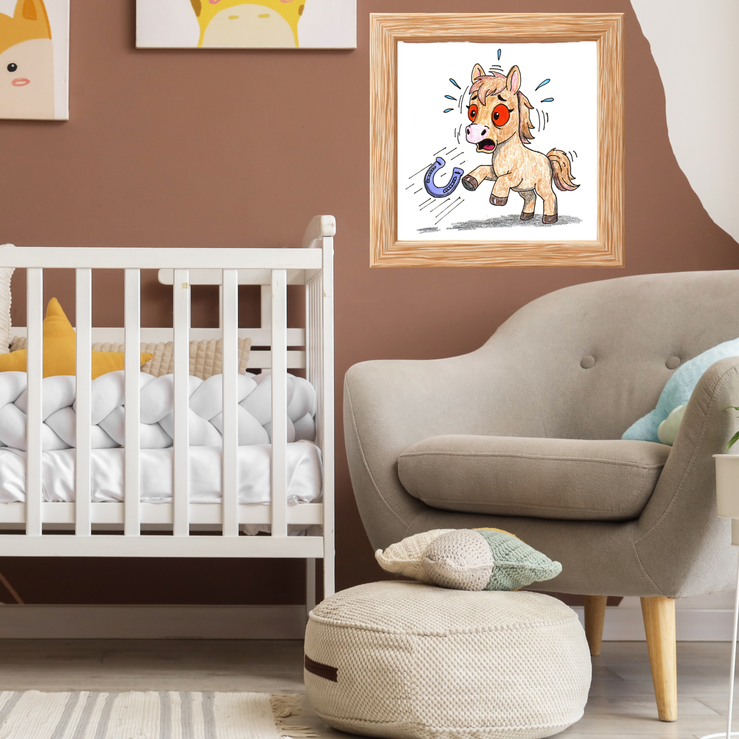 Horse Lost Her Horseshoe Art Print | Hand Drawn Horse Wall Decor