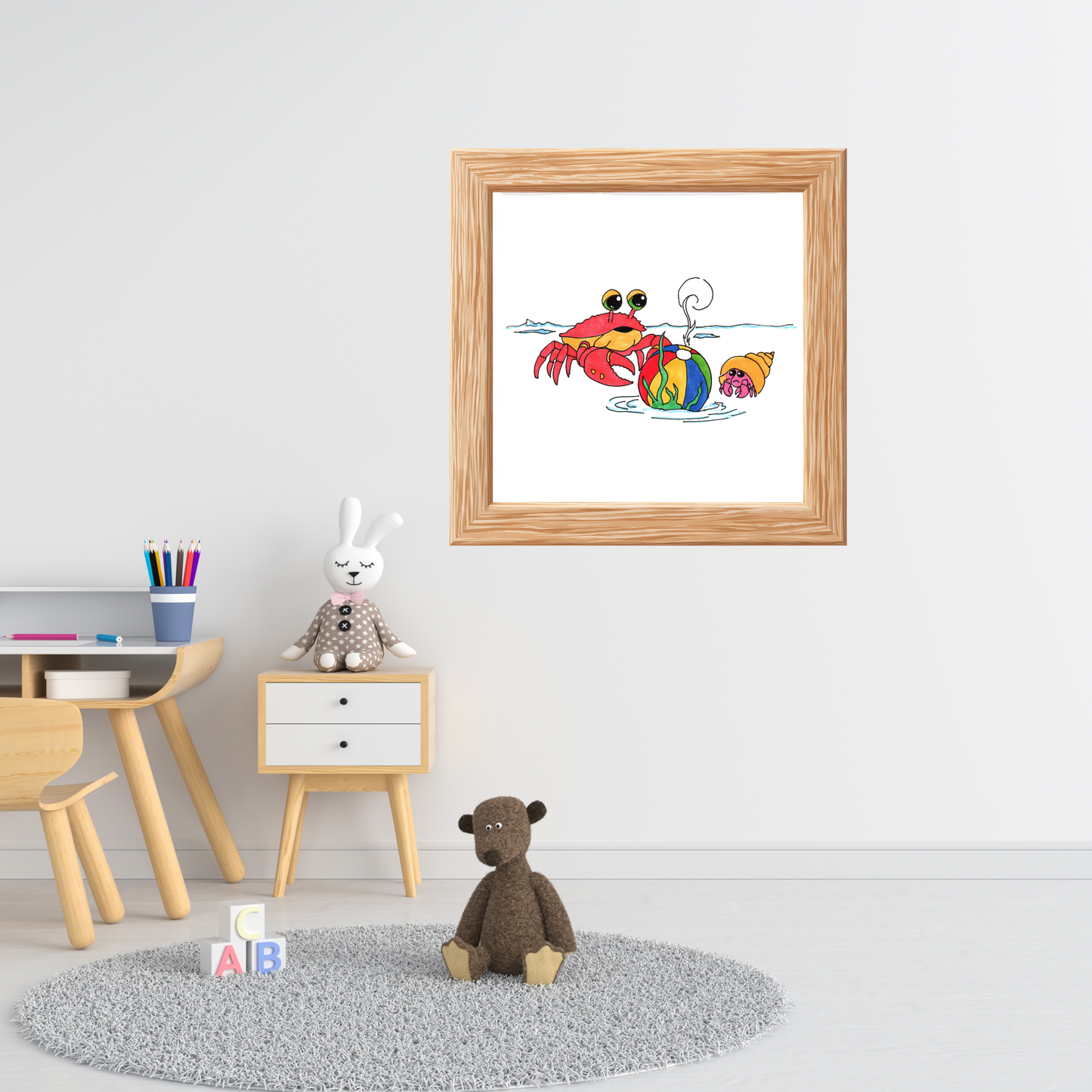 Recovered But at What Cost Print, Hand Drawn Crab Beach Art, Ocean Story Illustration, Coastal Nursery Decor