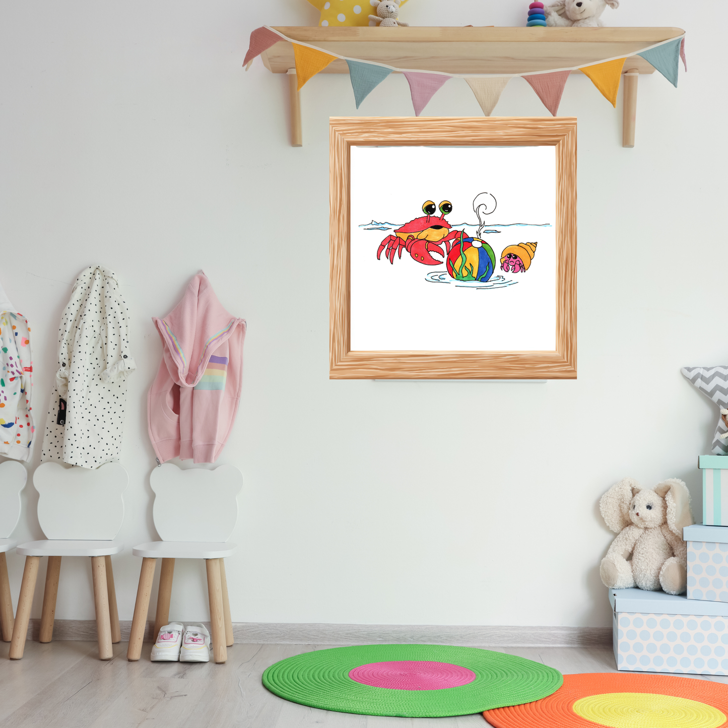 Recovered But at What Cost Print, Hand Drawn Crab Beach Art, Ocean Story Illustration, Coastal Nursery Decor