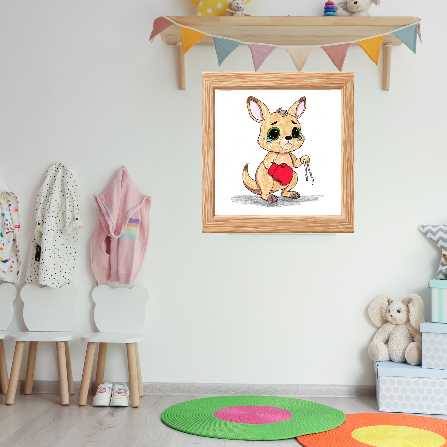 Lost & Found Kangaroo Print | She Lost It Boxing Kangaroo Wall Art | Hand Drawn Animal Decor