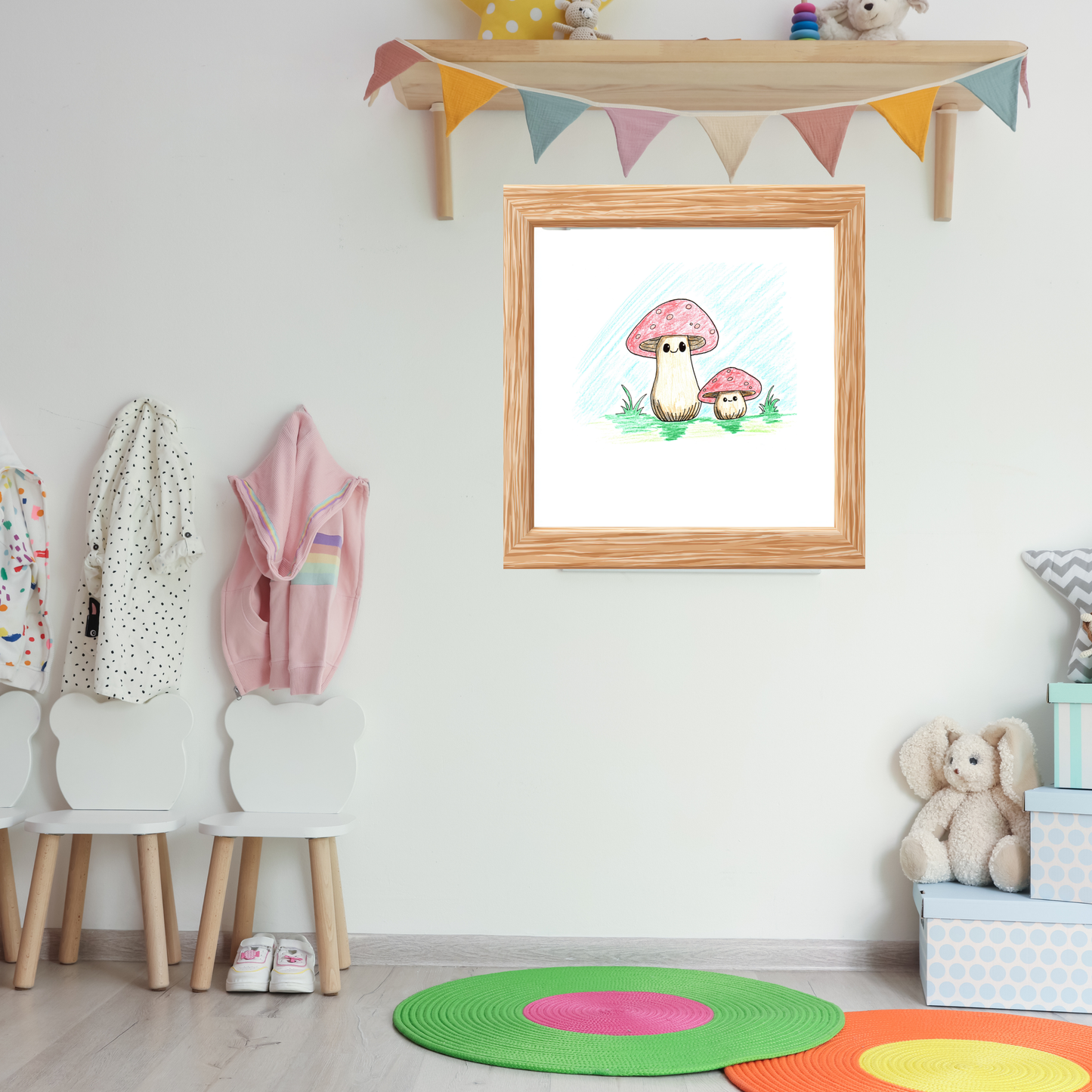 Cute Smiling Mushroom Print | Hand Drawn Fairy Art | 8 X 10